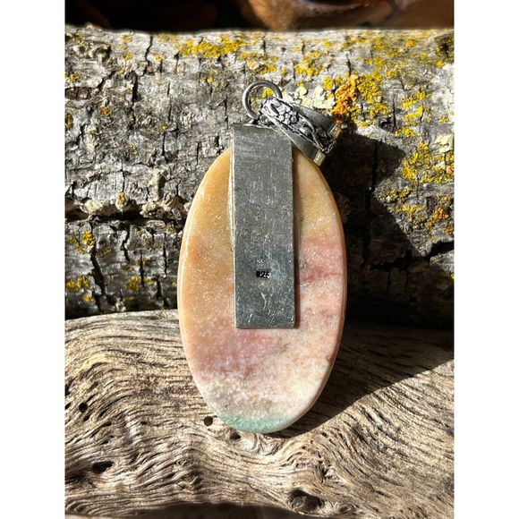 925 silver overlay ocean‎ jasper pendant - Picture 5 of 6